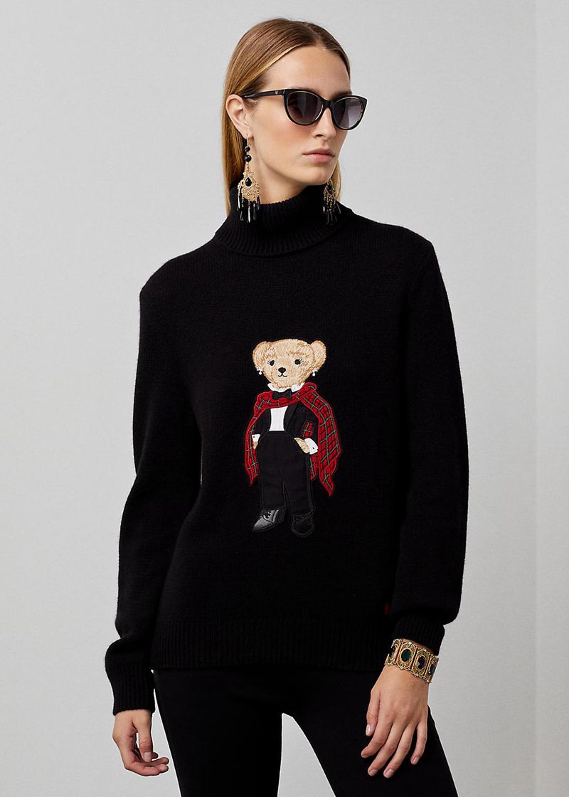 ラルフ ローレン セーター レディース 黒 Tuxedo ポロベア Roll Neck VHMGY9612